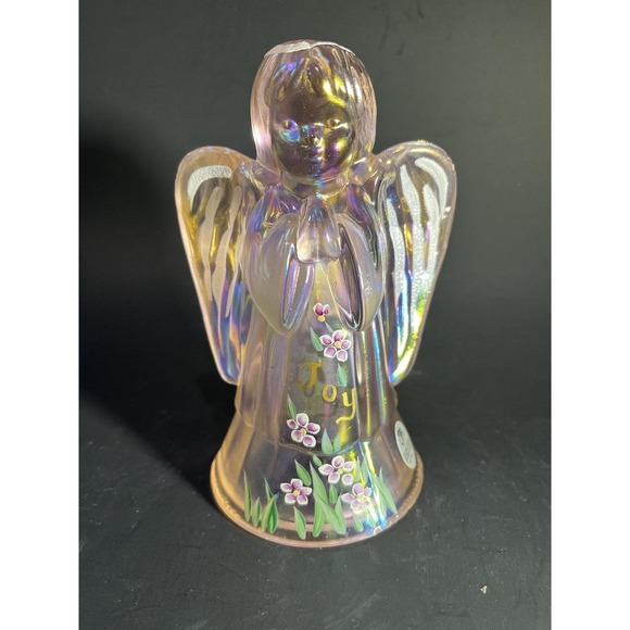 Fenton Other - Fenton Art Glass Angel Iridescent Joy Hand Painted Flowers Signed Williams